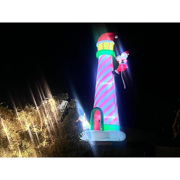 🆕10FT Christmas Inflatable Giant Lighted Lighthouse Blowups Outdoor Decoration - Picture 1 of 11